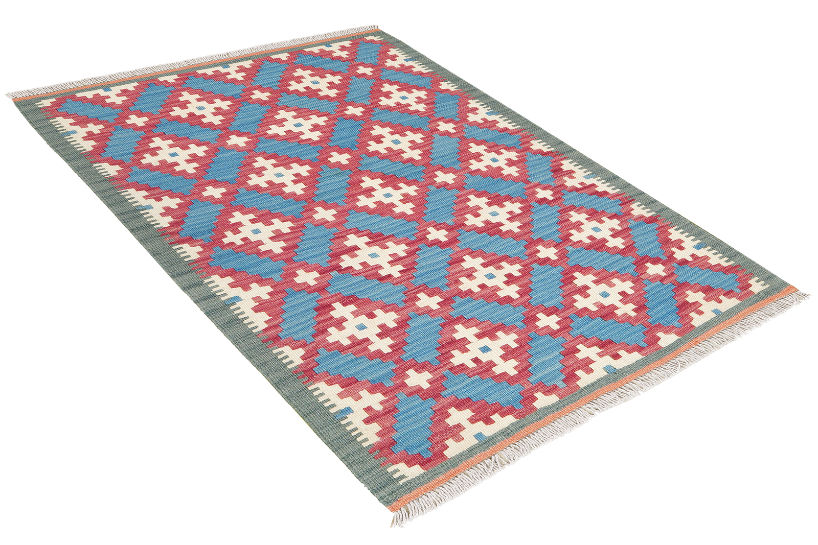 Kelim Gashgai — Handgefertigt, 128x85 cm, Grün, 100% Virgin Wool | View 5