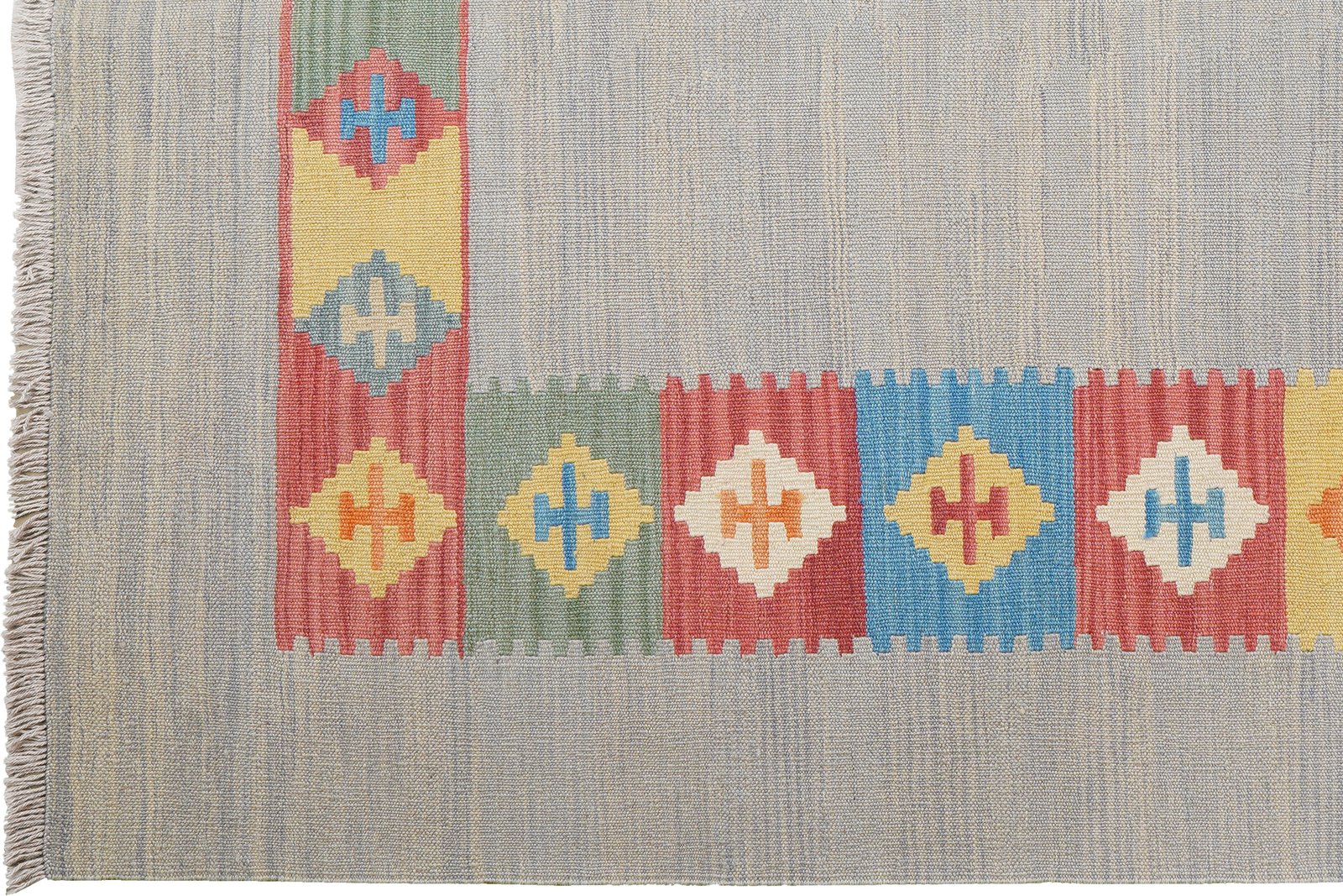 Kelim Gashgai — Handmade, 155x200 cm, Grey, 100% Virgin Wool | View 3
