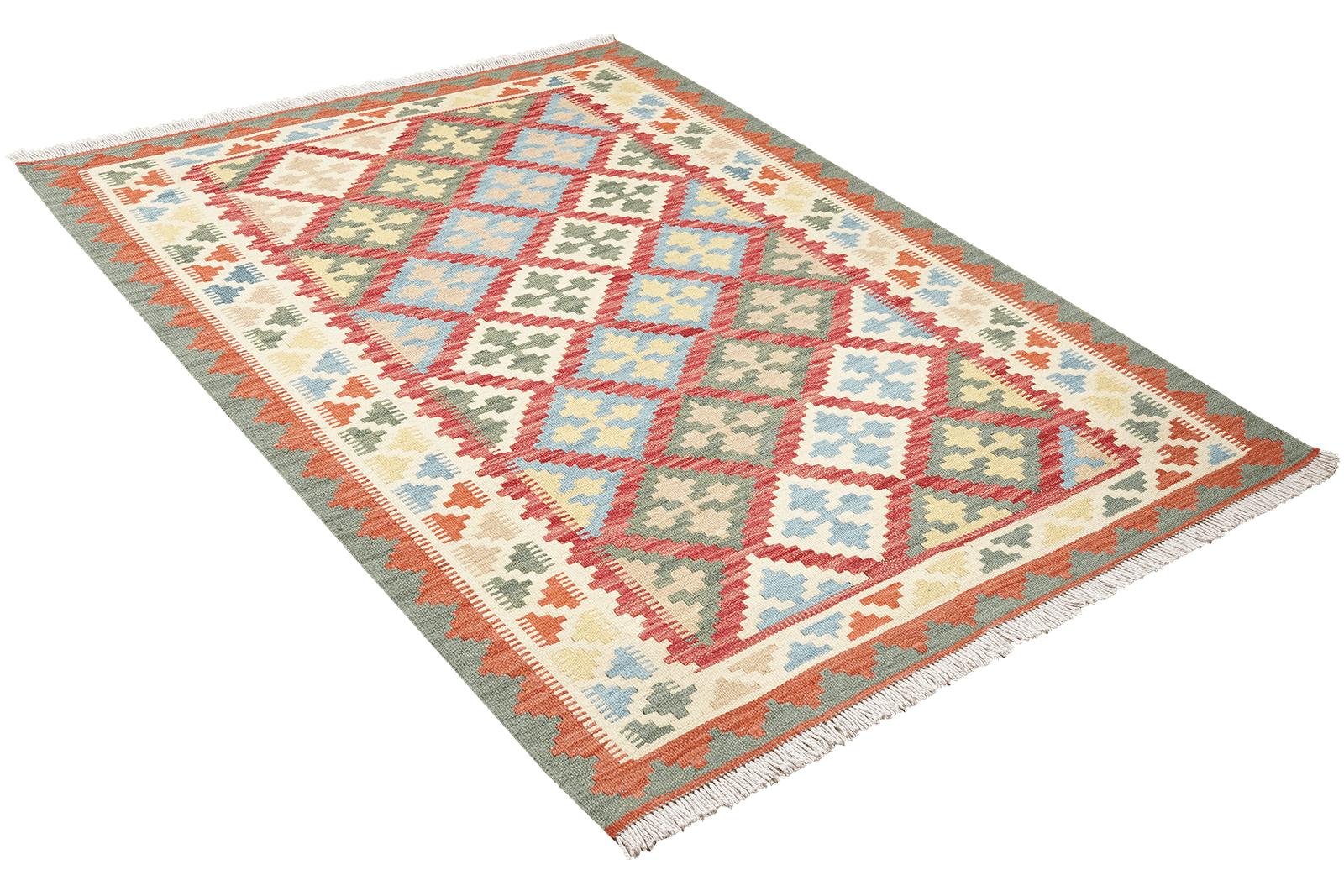 Kelim Gashgai — Handmade, 108x147 cm, Red, 100% Virgin Wool | View 4