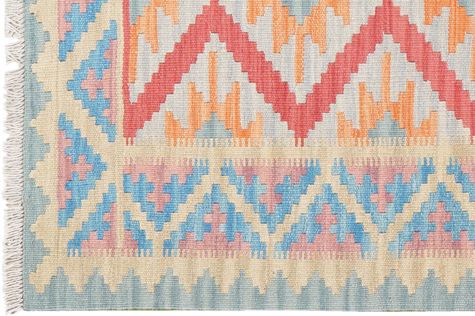 Kelim Gashgai — Handmade, 101x147 cm, Red, 100% Virgin Wool | View 3