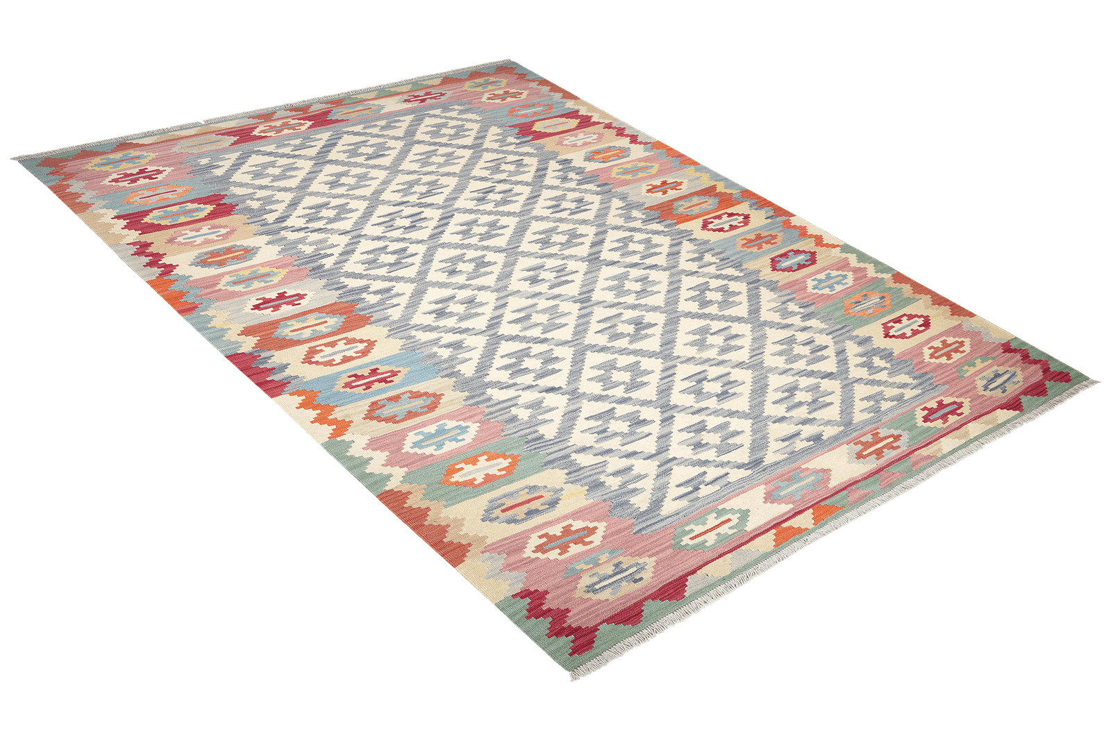 Kelim Gashgai — Handmade, 176x258 cm, Blue, 100% Virgin Wool | View 4