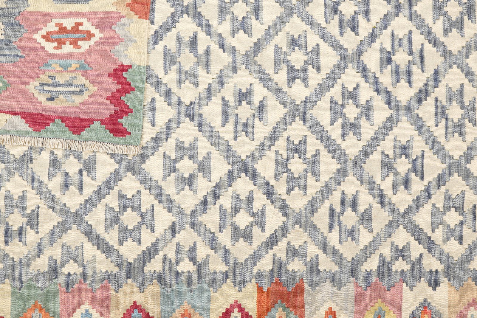 Kelim Gashgai — Handmade, 176x258 cm, Blue, 100% Virgin Wool | View 6