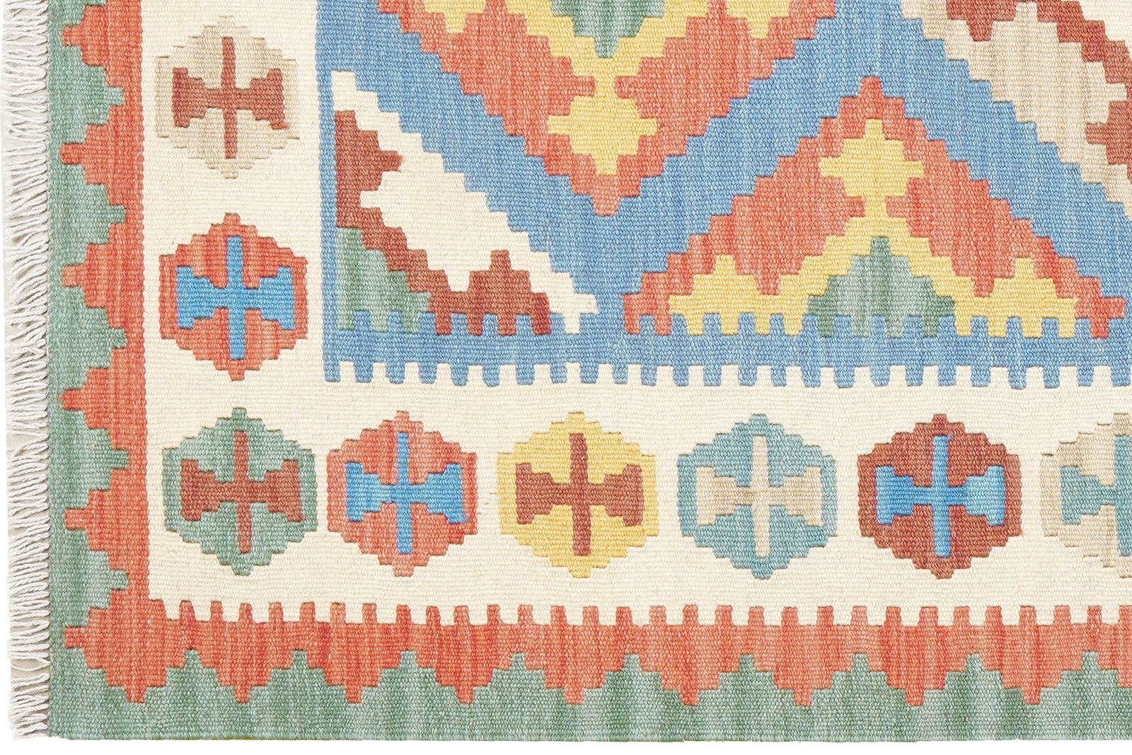 Kelim Gashgai — Handmade, 105x157 cm, Blue, 100% Virgin Wool | View 3