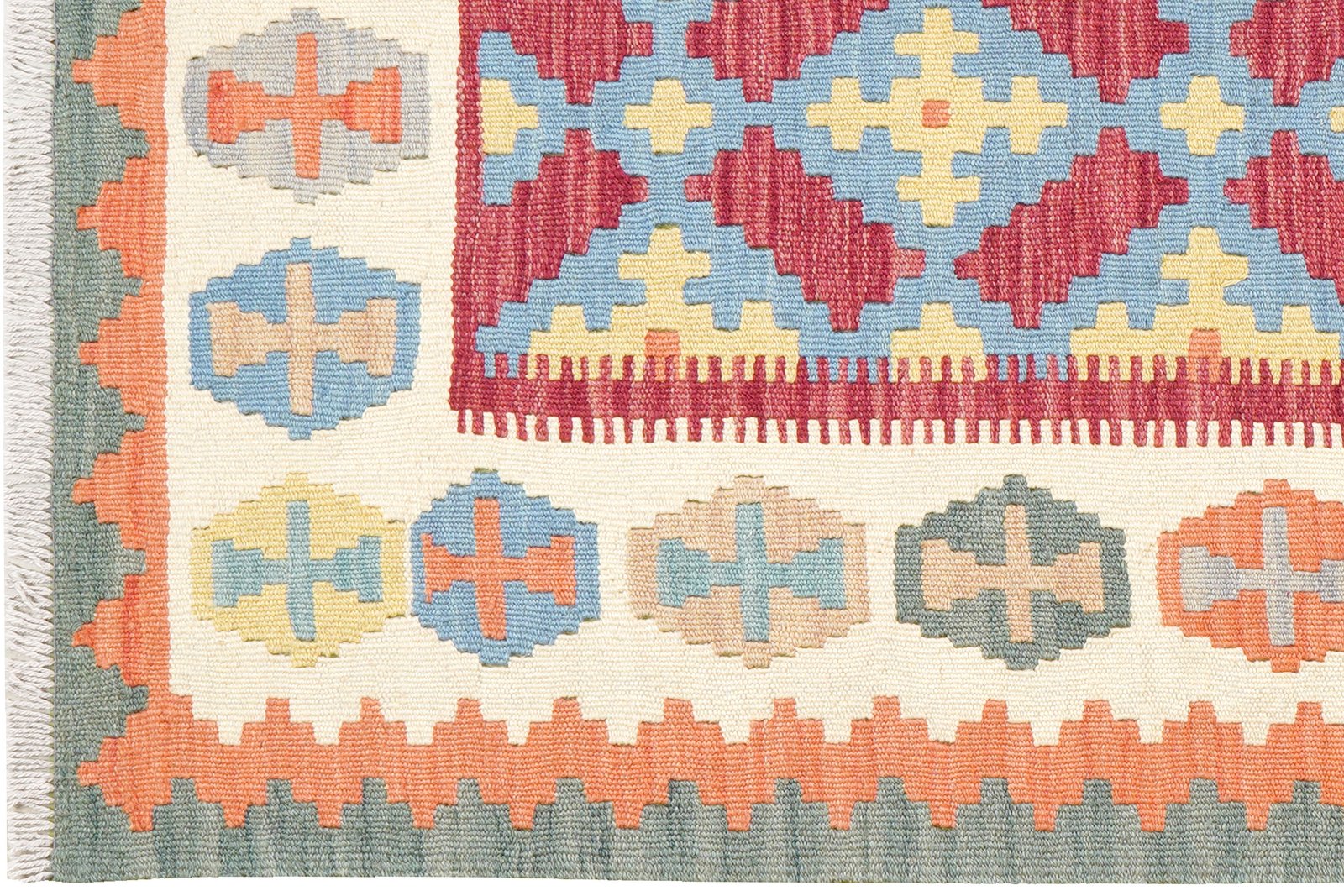 Kelim Gashgai — Handmade, 101x151 cm, Blue, 100% Virgin Wool | View 3