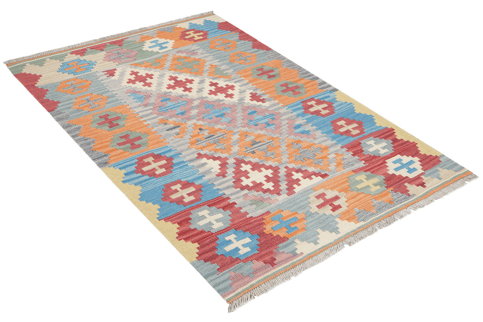 Kelim Gashgai — Handmade, 104x154 cm, Grey, 100% Virgin Wool | View 4