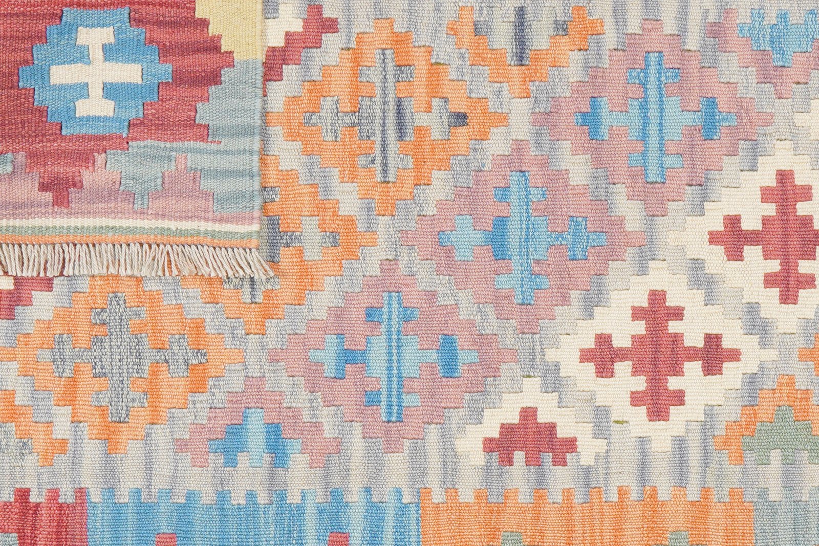 Kelim Gashgai — Handmade, 104x154 cm, Grey, 100% Virgin Wool | View 6