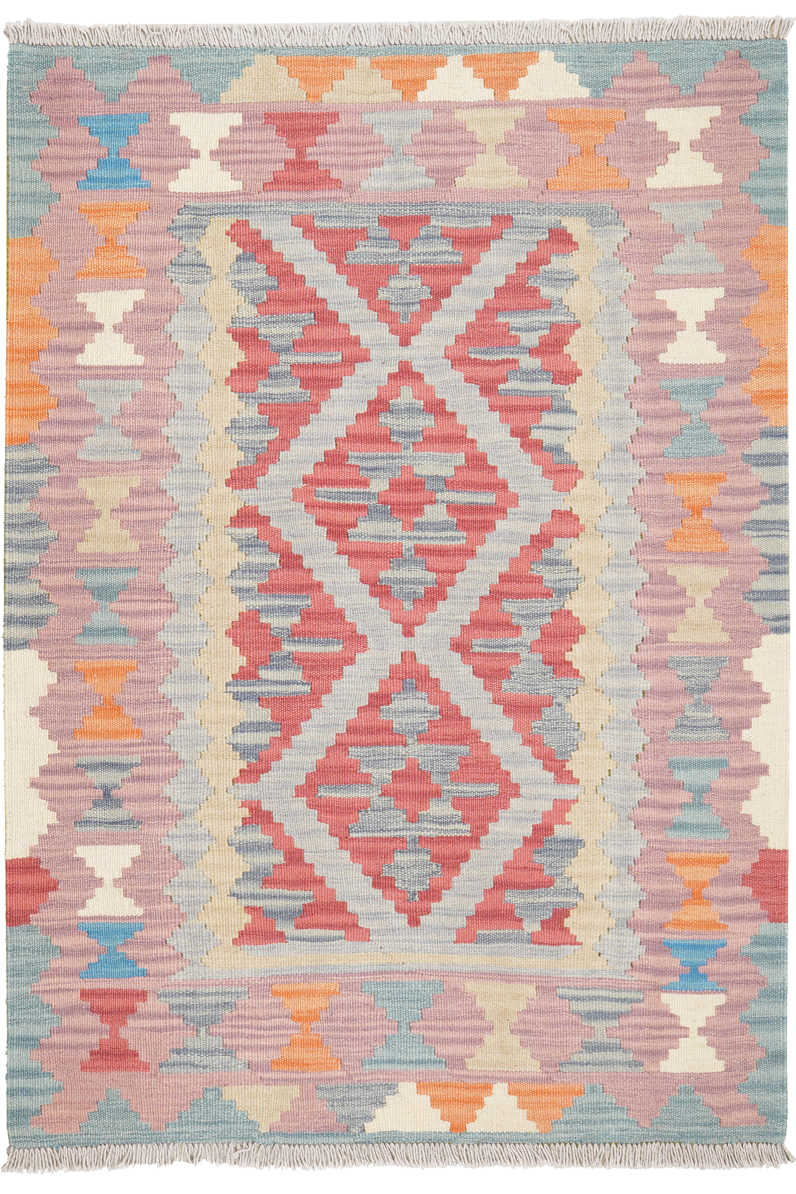 Kelim Gashgai — Handgefertigt, 145x102 cm, Rosa, 100% Virgin Wool | Main view