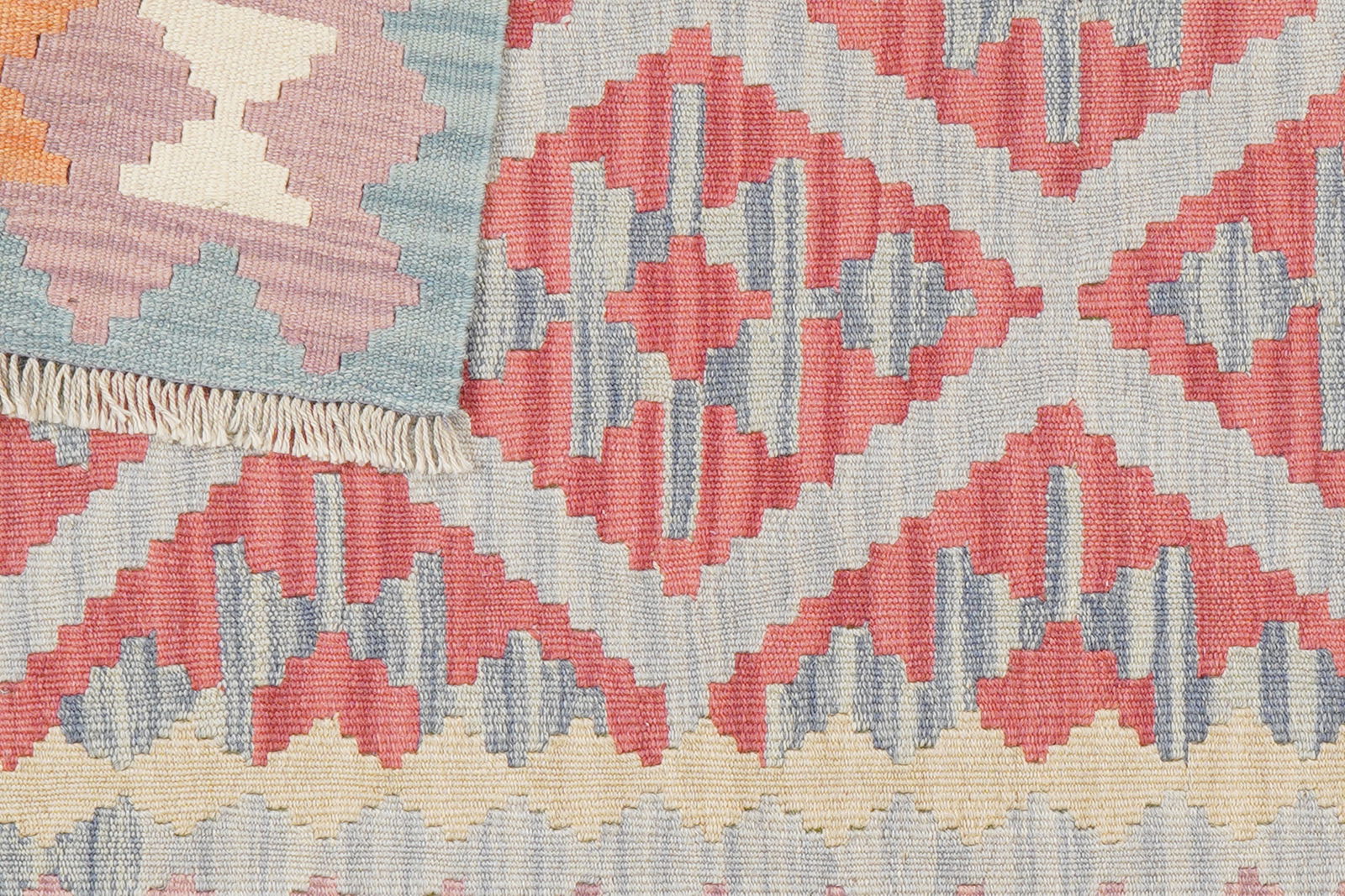 Kelim Gashgai — Handgefertigt, 145x102 cm, Rosa, 100% Virgin Wool | View 7