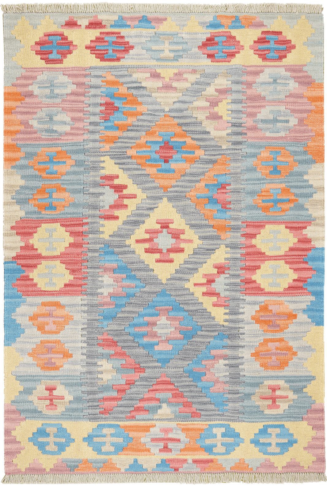 Kelim Gashgai — Handmade, 100x148 cm, Grey, 100% Virgin Wool | Main view