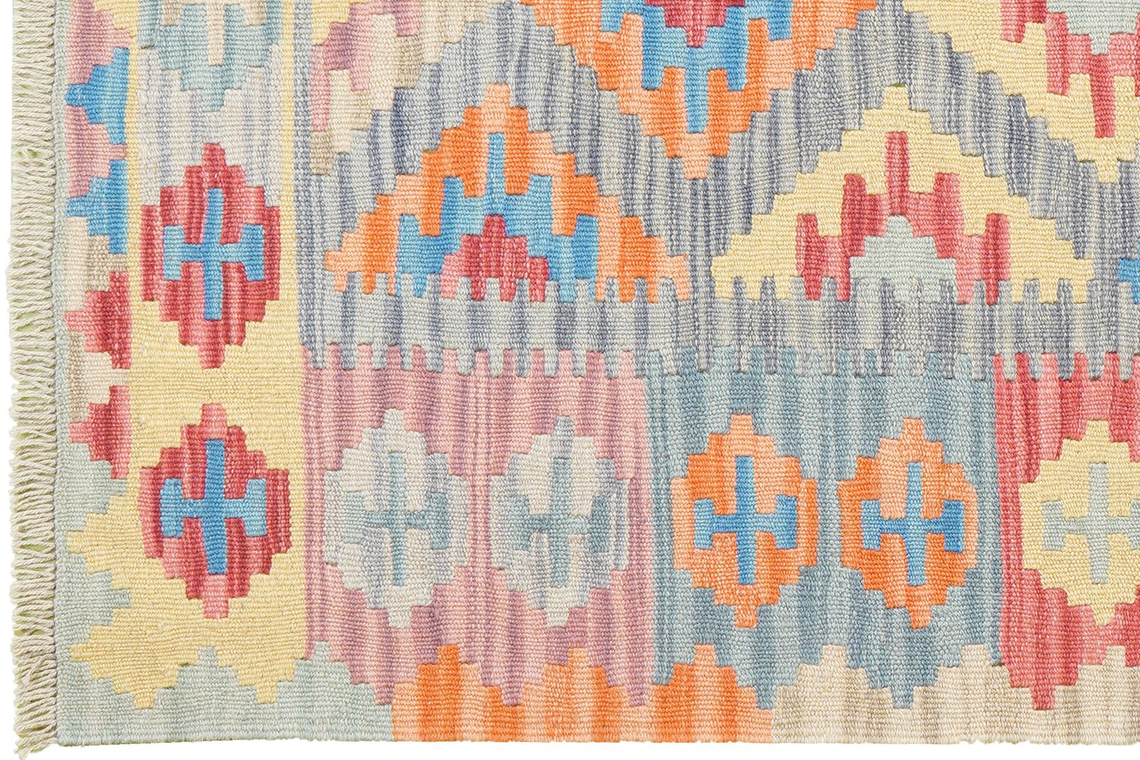 Kelim Gashgai — Handmade, 100x148 cm, Grey, 100% Virgin Wool | View 3