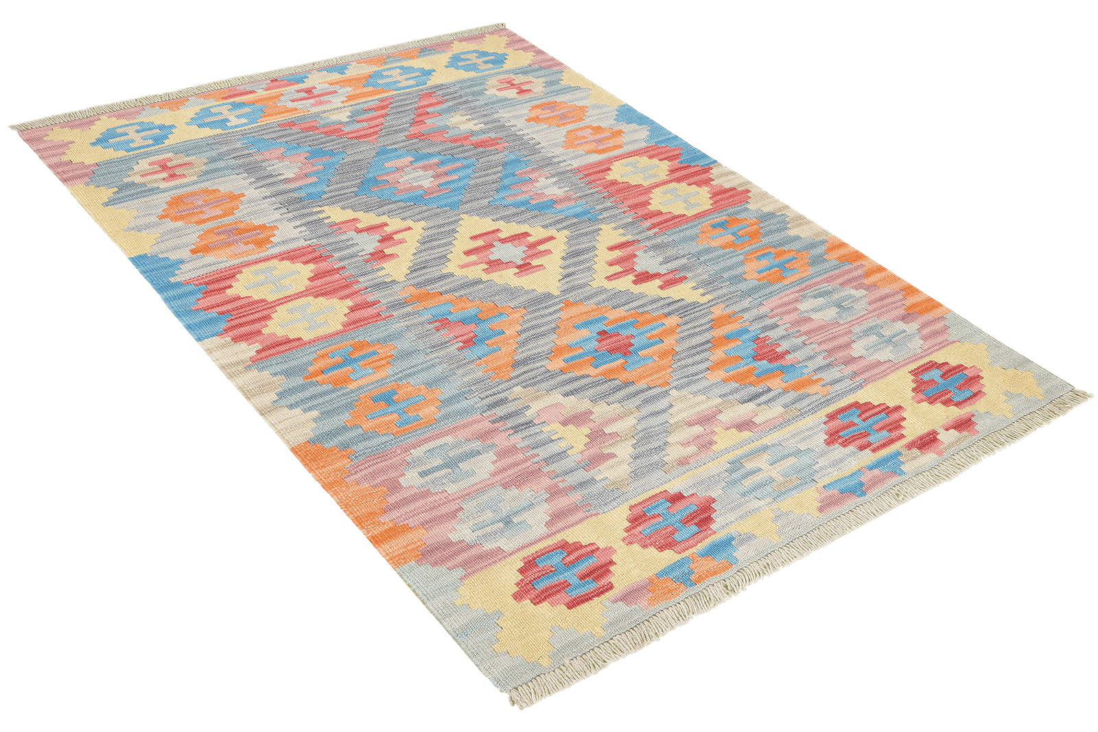 Kelim Gashgai — Handmade, 100x148 cm, Grey, 100% Virgin Wool | View 4