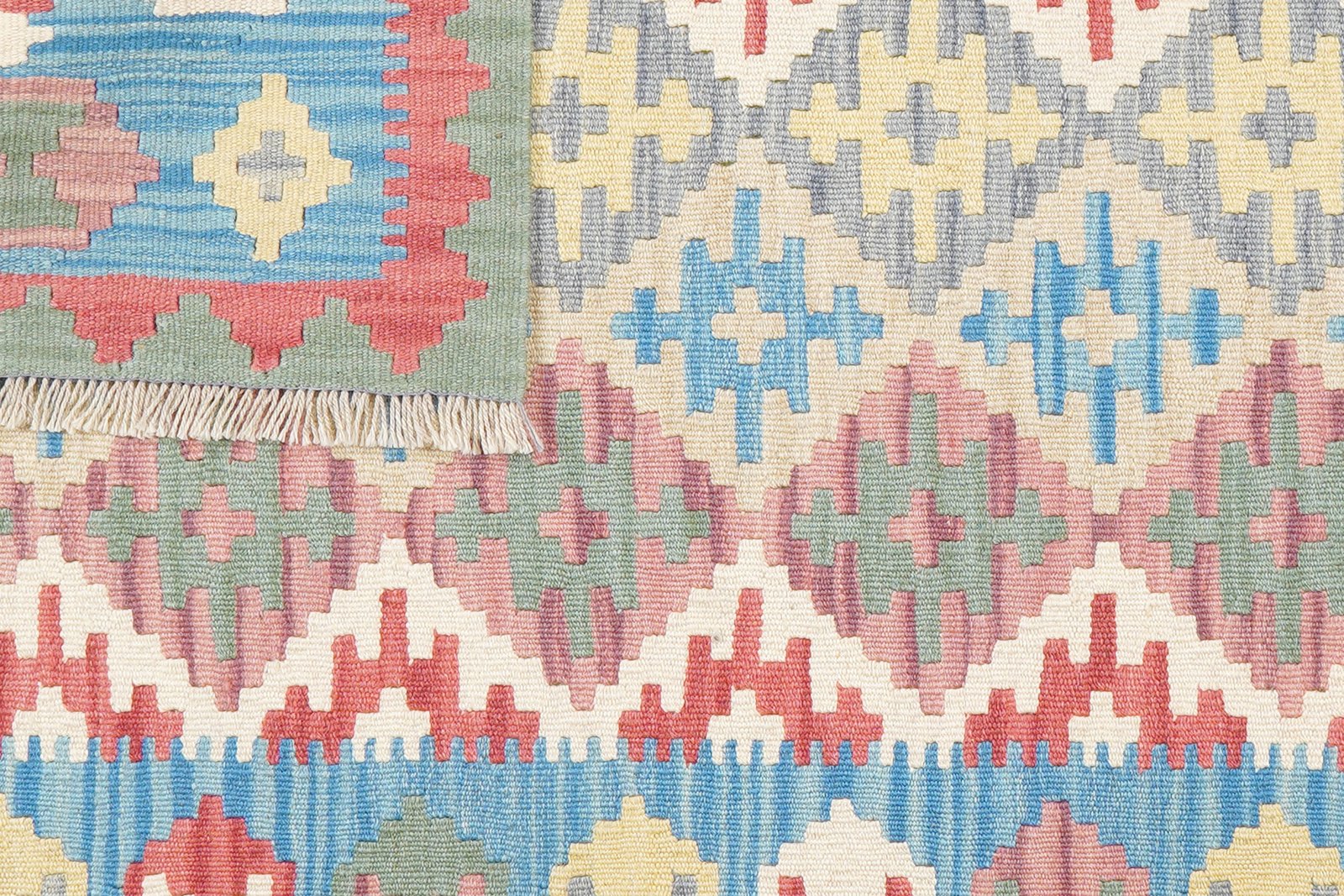 Kelim Gashgai — Handmade, 105x157 cm, Beige, 100% Virgin Wool | View 6