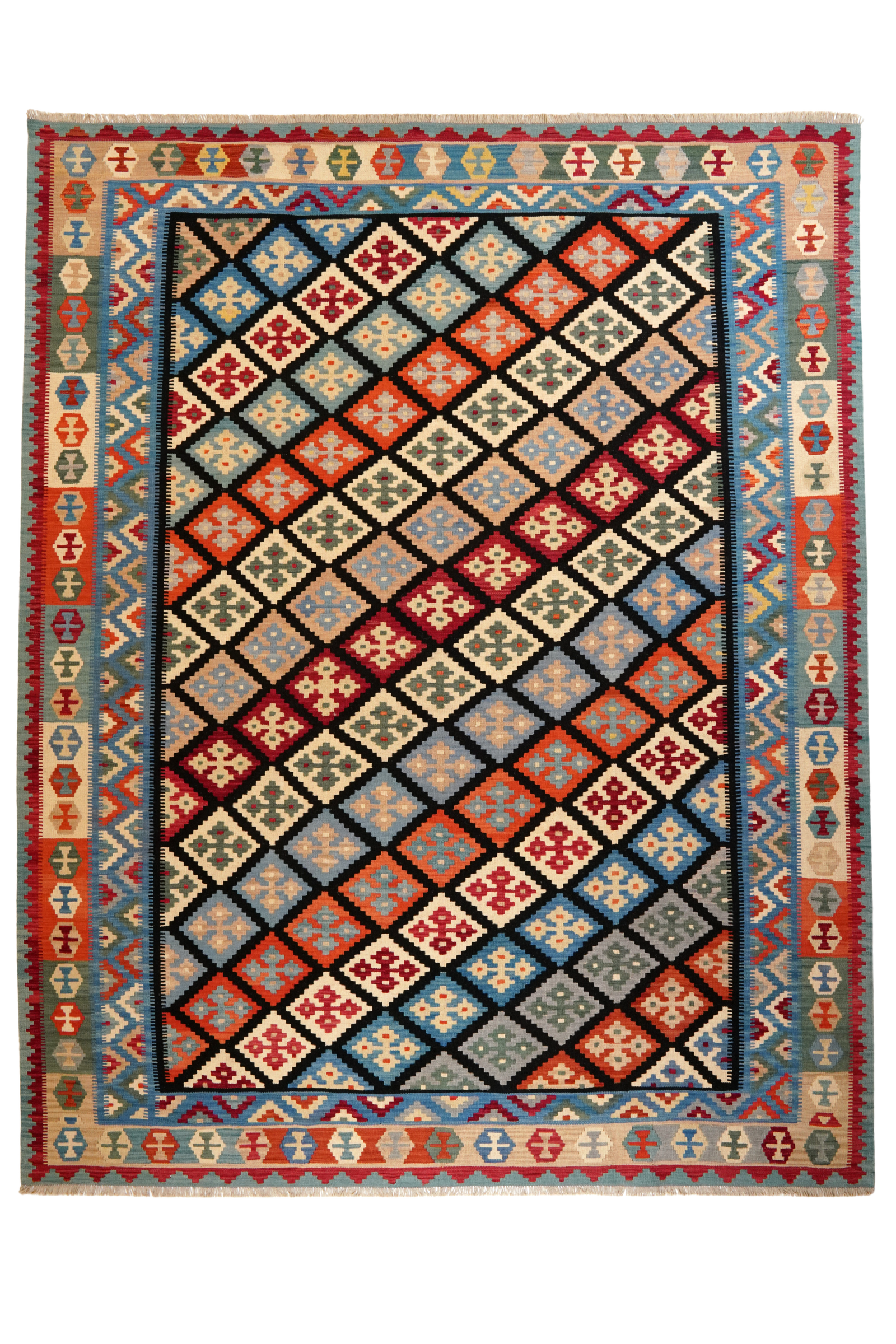 Kelim Gashgai — Handgefertigt, 346x269 cm, Bunt, 100% Virgin Wool | Main view