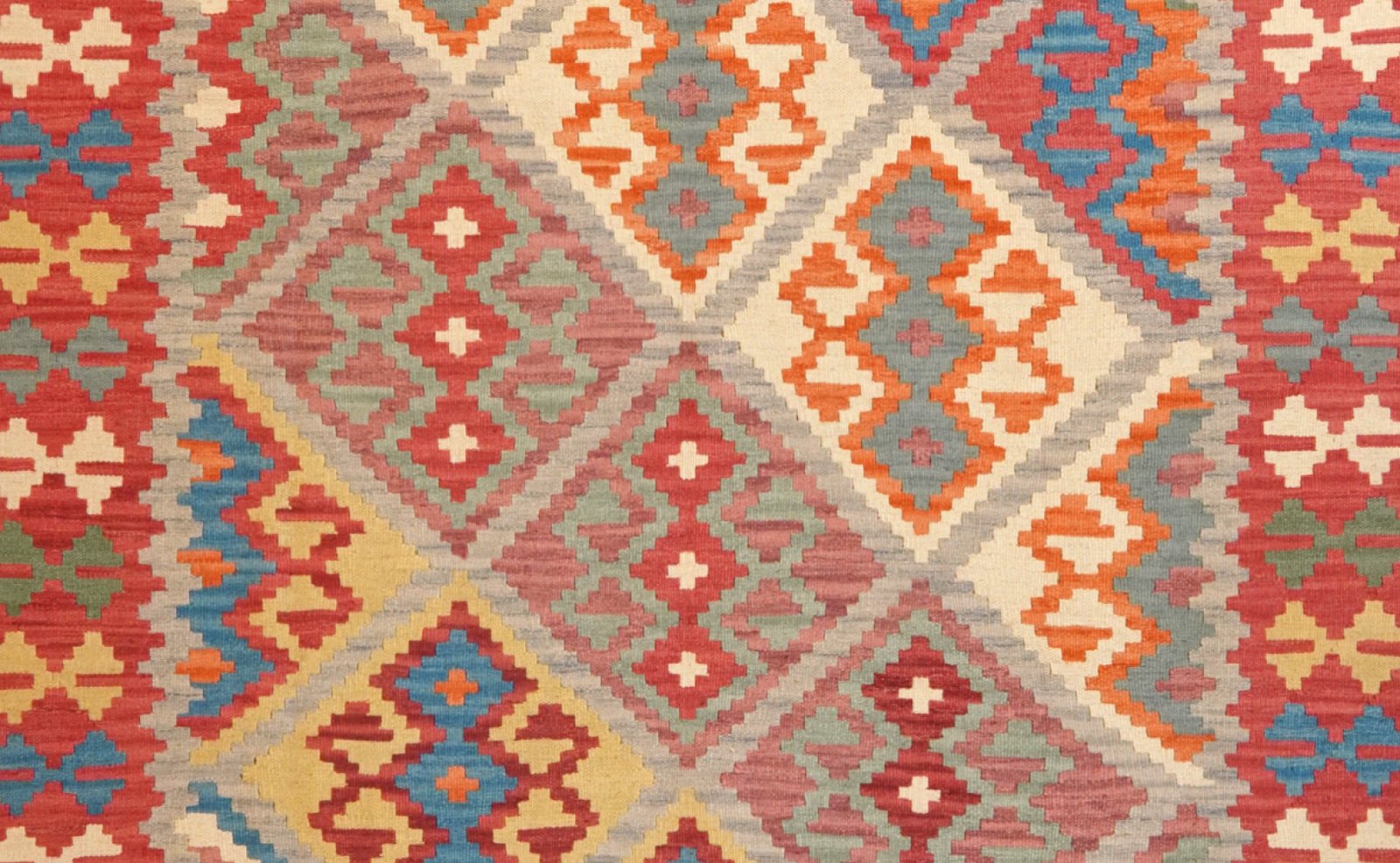 Kelim Gashgai — Handmade, 260x353 cm, Beige, 100% Virgin Wool | View 4