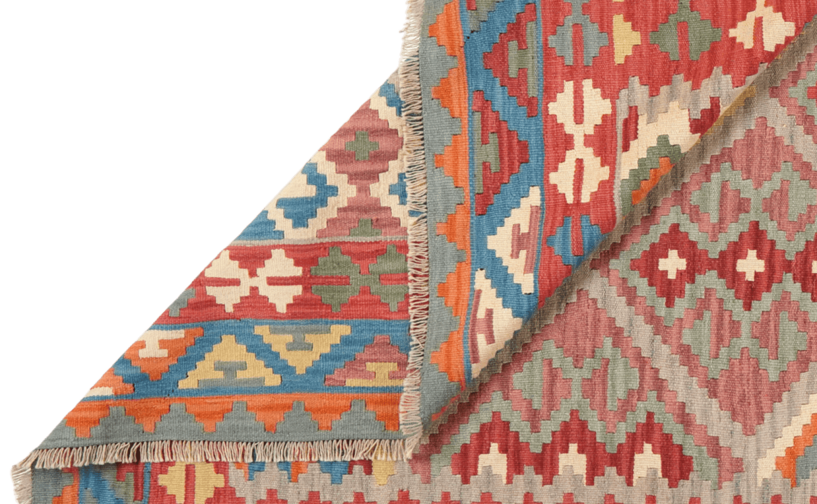 Kelim Gashgai — Handmade, 260x353 cm, Beige, 100% Virgin Wool | View 5