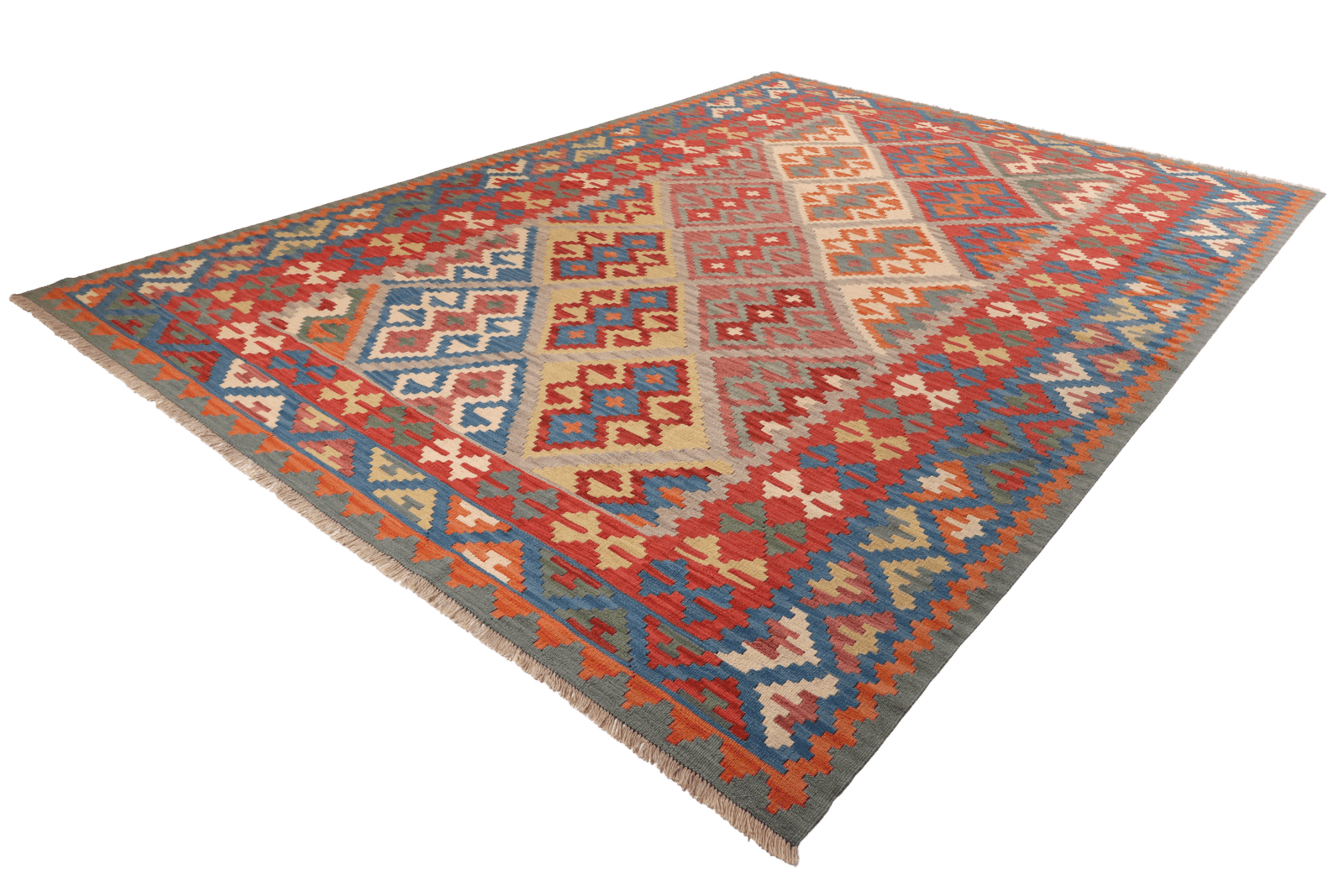 Kelim Gashgai — Handmade, 260x353 cm, Beige, 100% Virgin Wool | View 6
