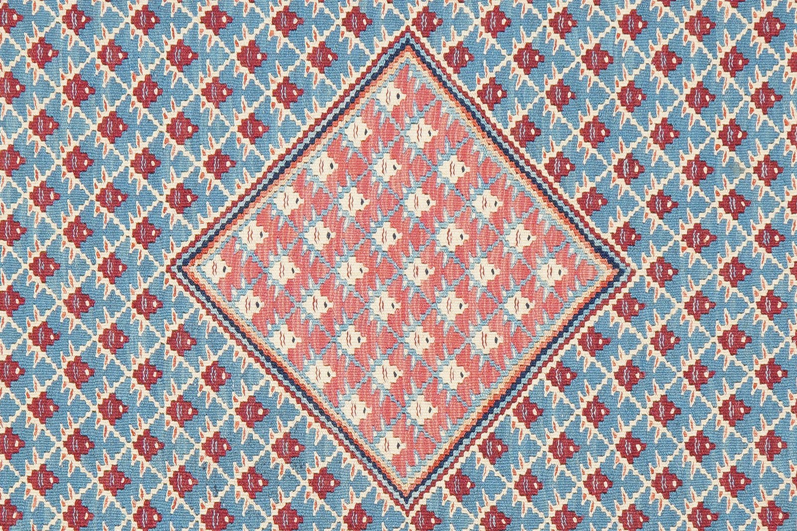 Kelim Senneh — Handmade, 105x148 cm, Blue, 100% Virgin Wool | View 5