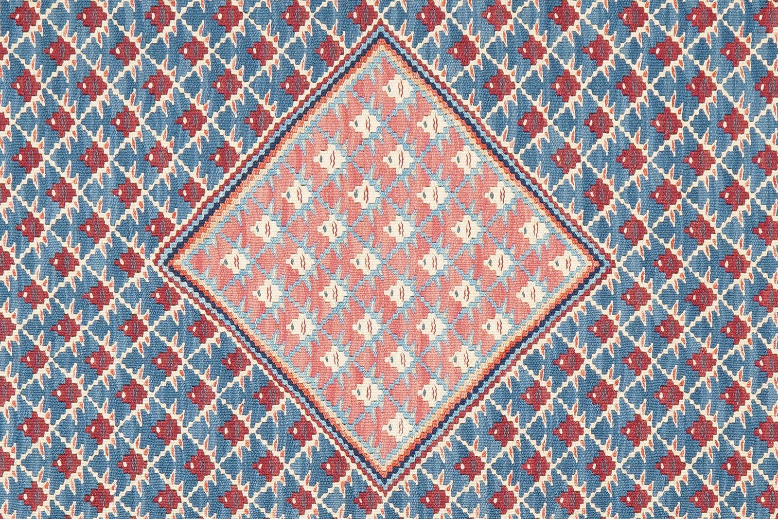 Kelim Senneh — Handmade, 107x149 cm, Blue, 100% Virgin Wool | View 5