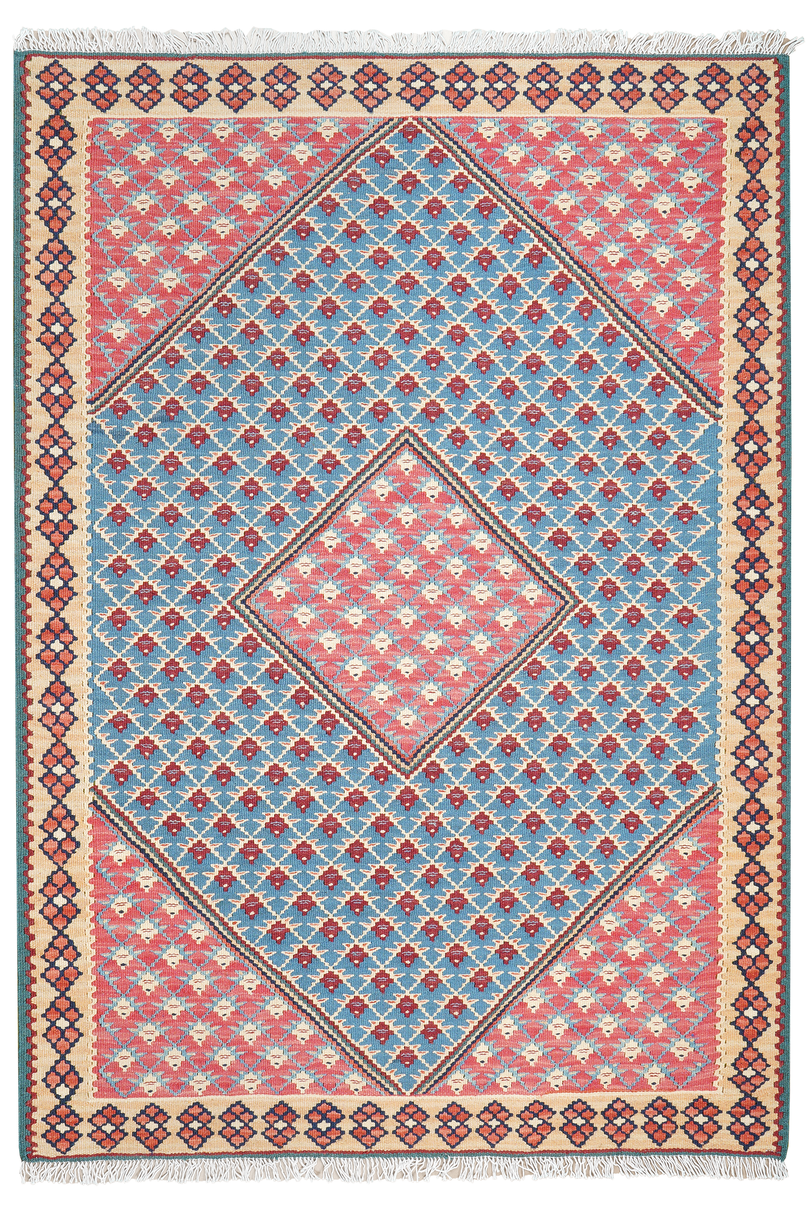 Kelim Senneh — Handgefertigt, 151x107 cm, Bunt, 100% Virgin Wool | Main view