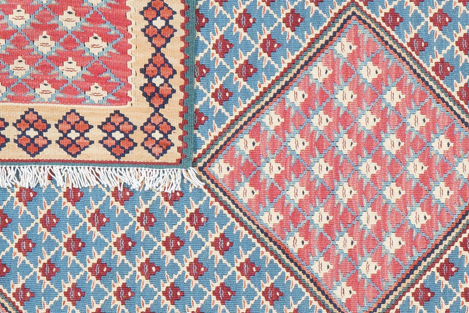 Kelim Senneh — Handmade, 107x151 cm, Blue, 100% Virgin Wool | View 6