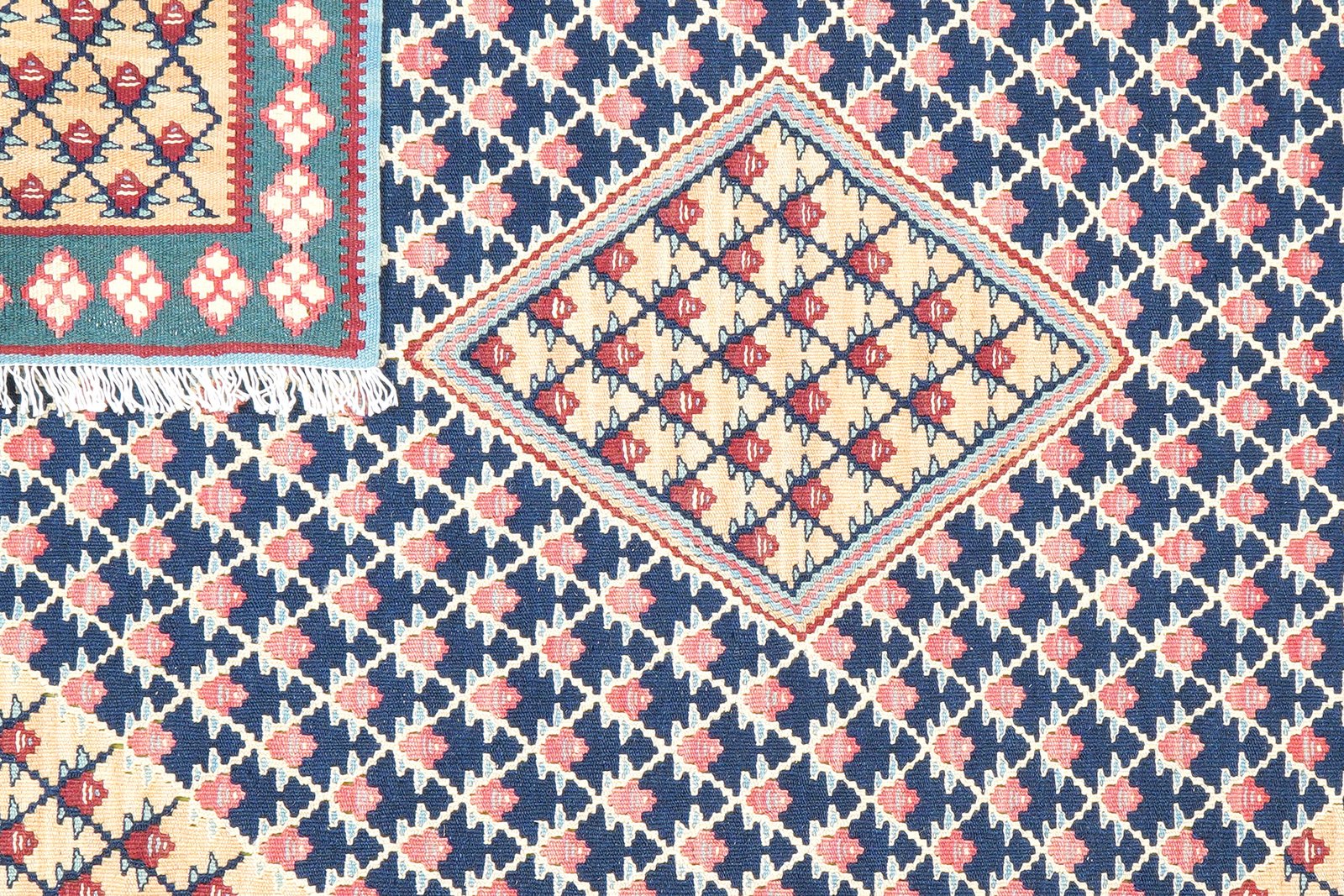 Kelim Senneh — Handmade, 99x159 cm, Blue, 100% Virgin Wool | View 6