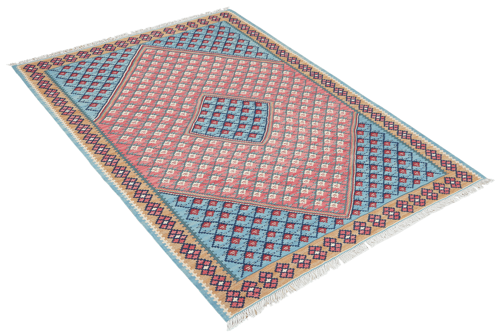 Kelim Senneh — Handmade, 100x153 cm, Blue, 100% Virgin Wool | View 4