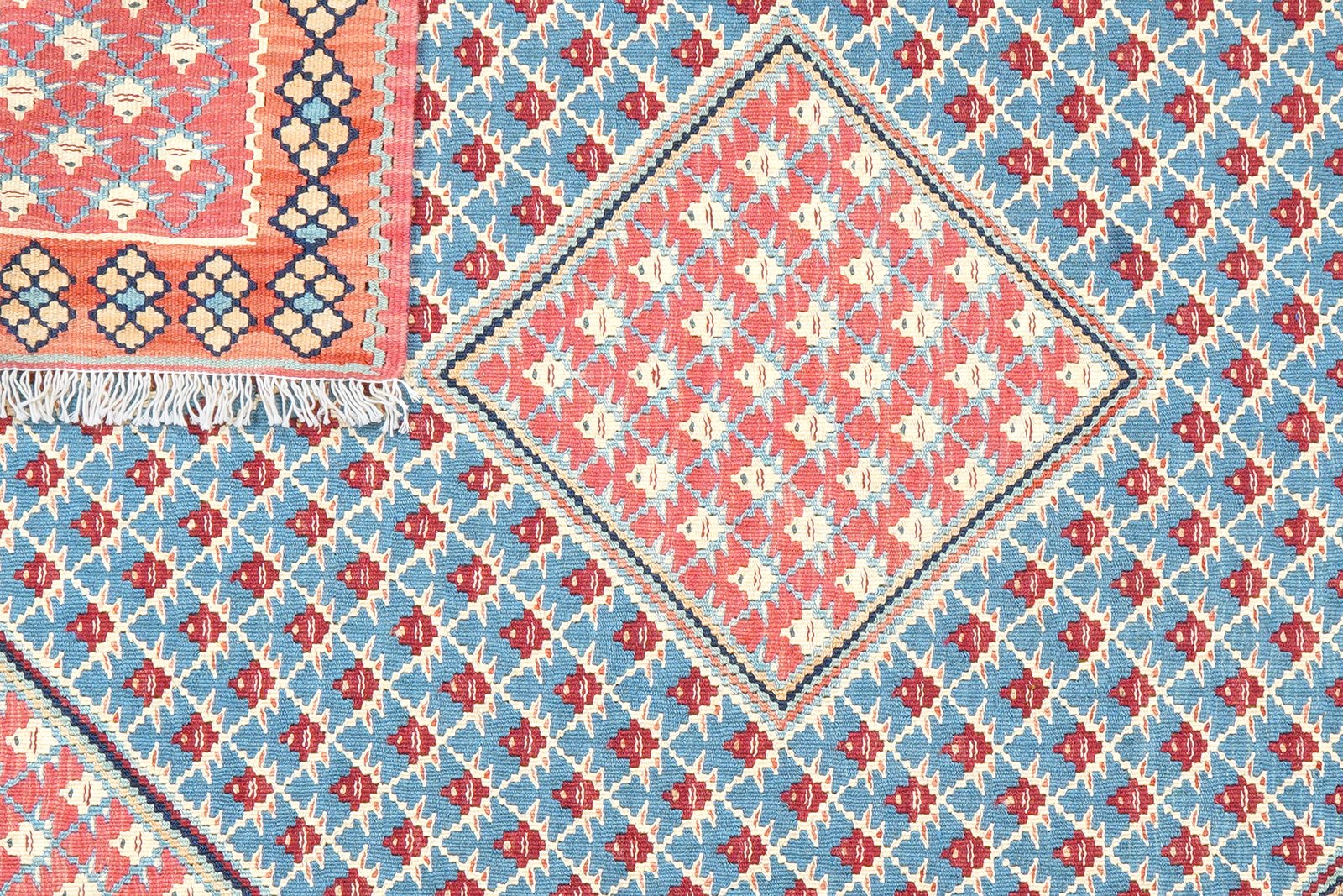 Kelim Senneh — Handmade, 107x155 cm, Blue, 100% Virgin Wool | View 6
