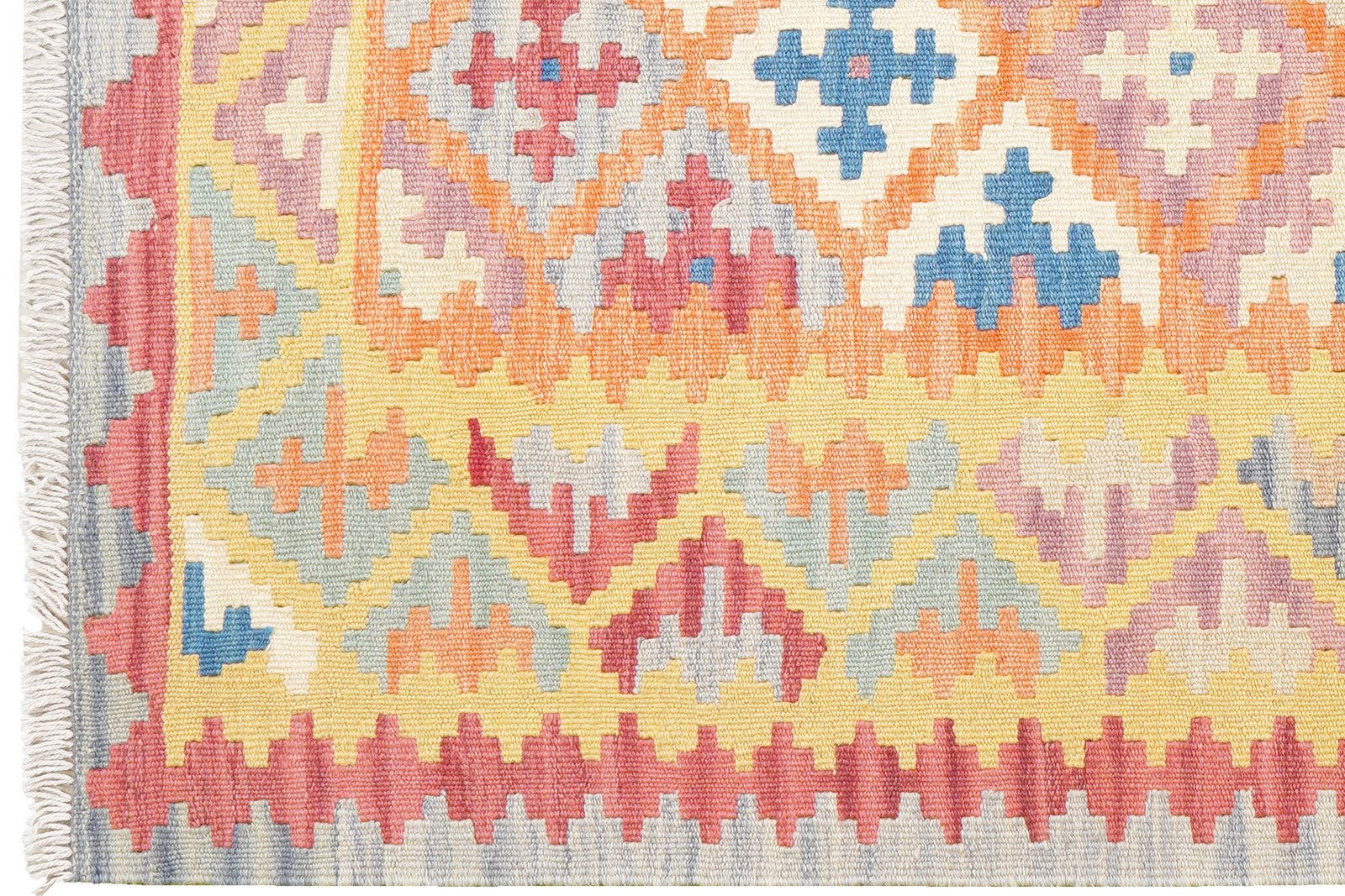Kelim Gashgai — Handmade, 105x150 cm, Orange, 100% Virgin Wool | View 3