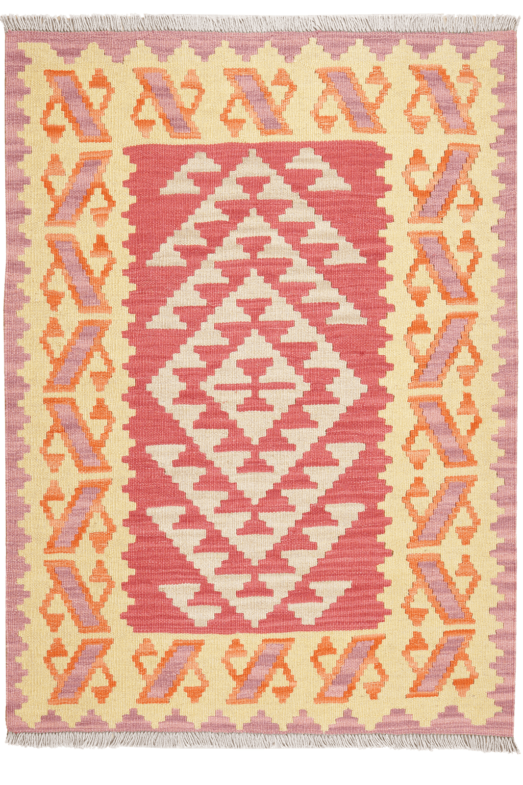Kelim Gashgai — Handmade, 106x147 cm, Beige, 100% Virgin Wool | Main view