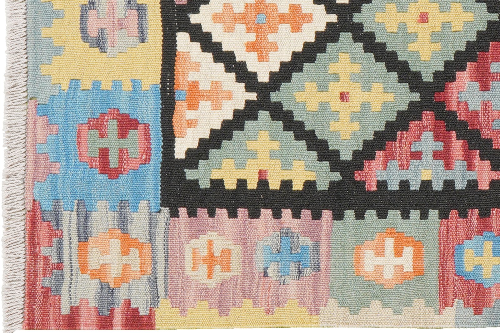 Kelim Gashgai — Handmade, 80x121 cm, Black, 100% Virgin Wool | View 3
