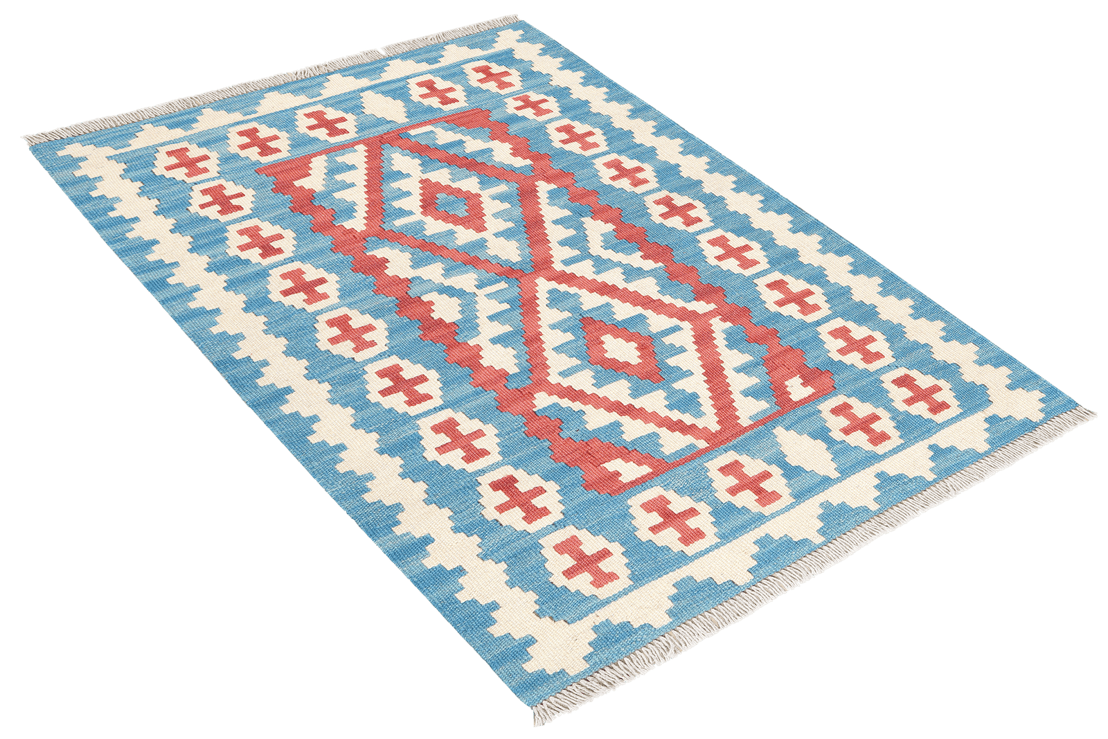 Kelim Gashgai — Handmade, 84x122 cm, Blue, 100% Virgin Wool | View 4