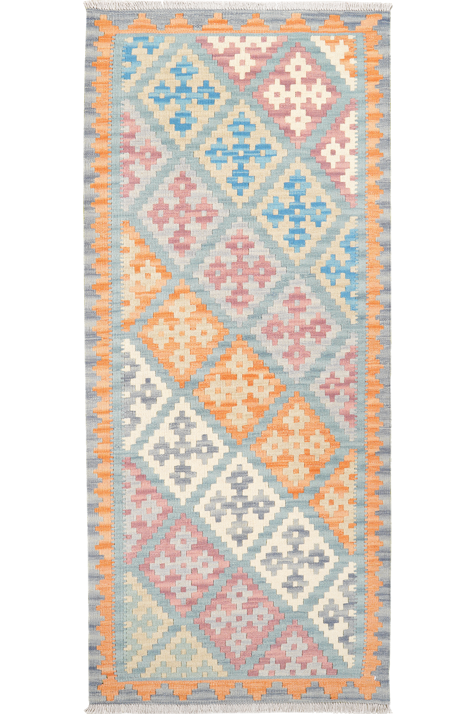 Kelim Gashgai — Handgefertigt, 192x84 cm, Orange, 100% Virgin Wool | Main view