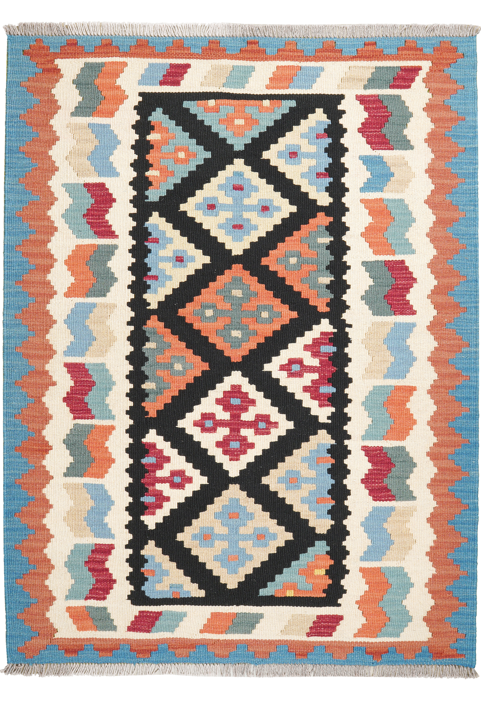 Kelim Gashgai — Handgefertigt, 147x108 cm, Beige, 100% Virgin Wool | Main view