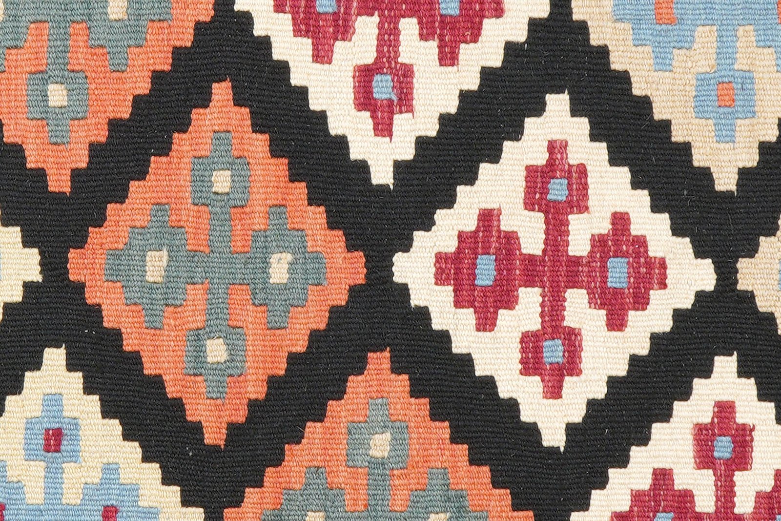 Kelim Gashgai — Handmade, 108x147 cm, Black, 100% Virgin Wool | View 5
