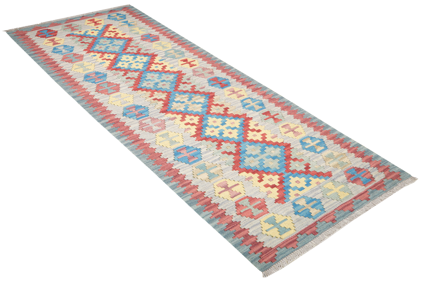 Kelim Gashgai — Handgefertigt, 239x84 cm, Grau, 100% Virgin Wool | View 5