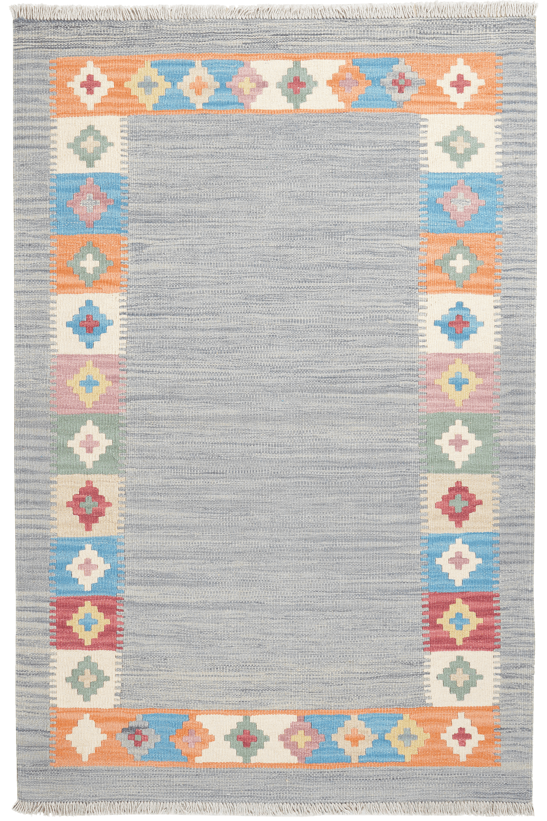 Kelim Gashgai — Handmade, 102x153 cm, Grey, 100% Virgin Wool | Main view