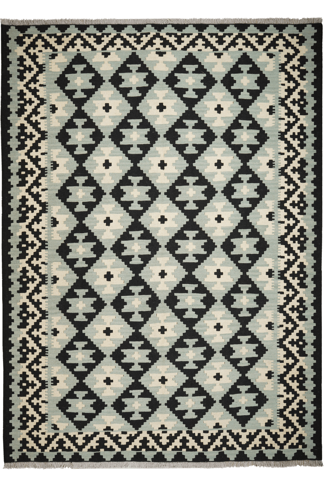 Kelim Gashgai — Handmade, 174x238 cm, Grey, 100% Virgin Wool | Main view