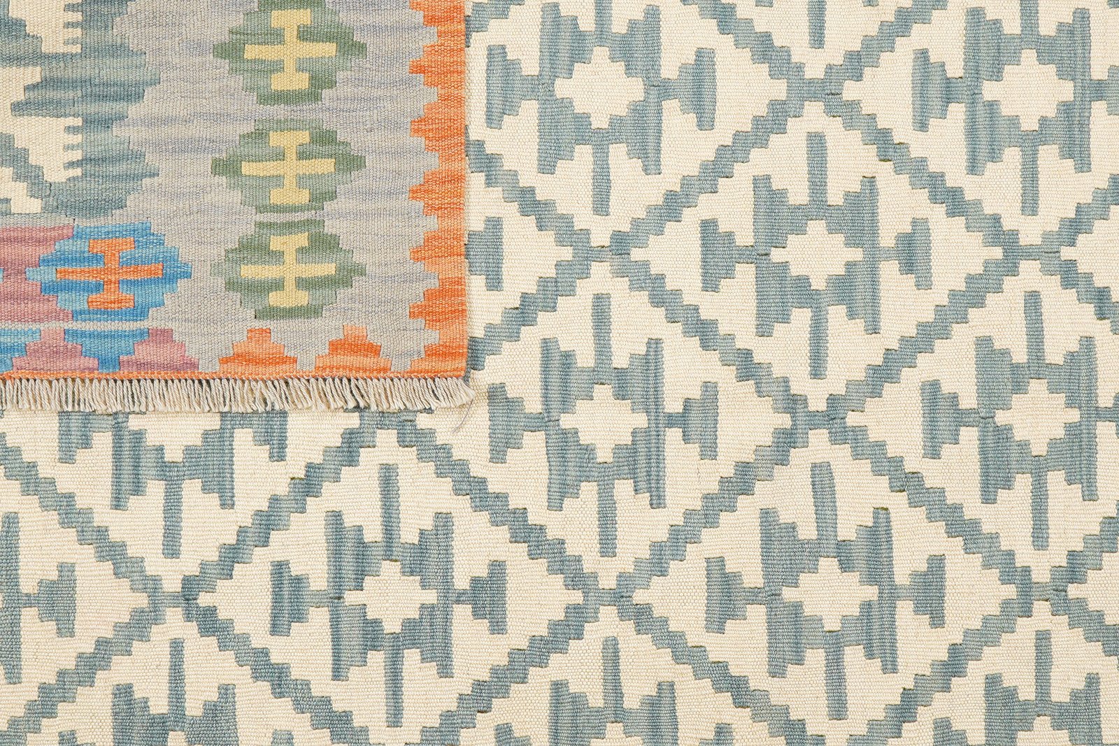 Kelim Gashgai — Handmade, 176x240 cm, Green, 100% Virgin Wool | View 6