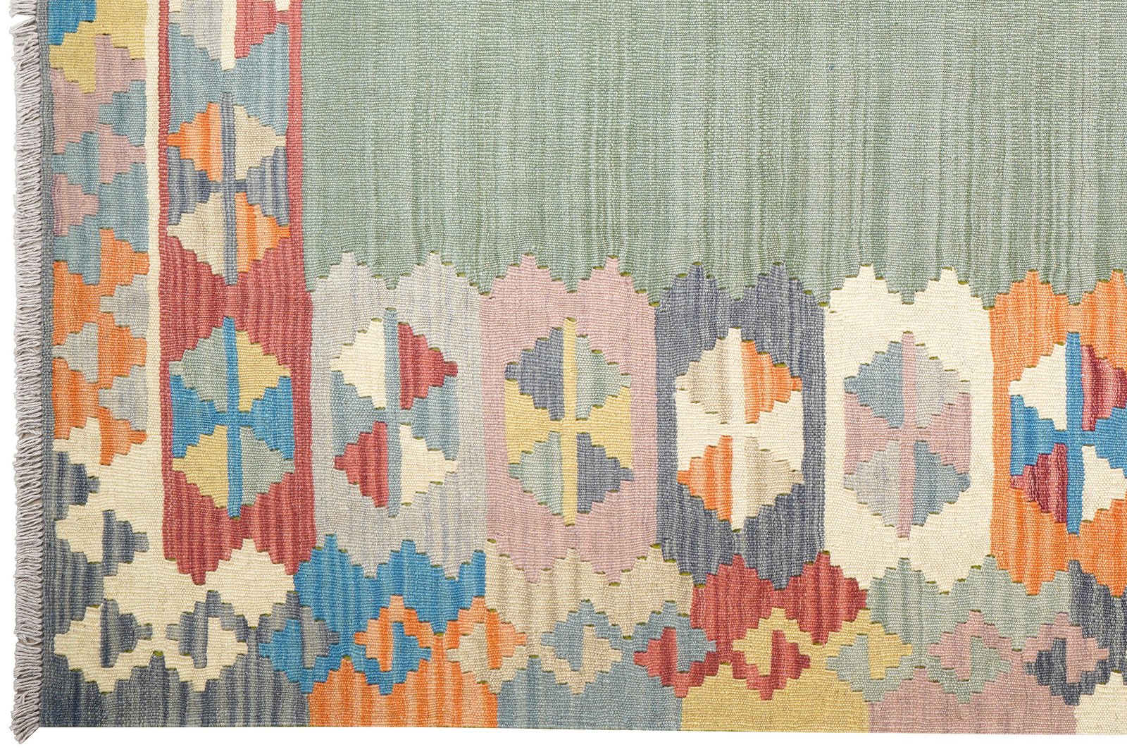 Kelim Gashgai — Handmade, 175x243 cm, Green, 100% Virgin Wool | View 3