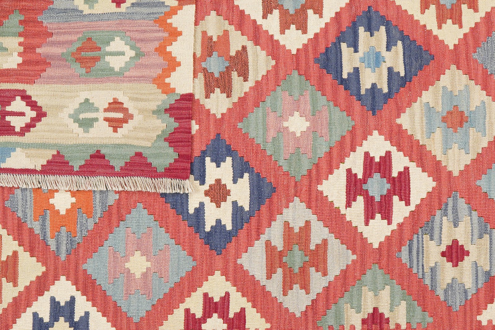 Kelim Gashgai — Handmade, 175x253 cm, Red, 100% Virgin Wool | View 6