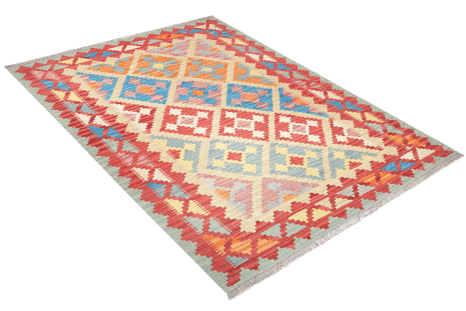 Kelim Gashgai — Handmade, 158x194 cm, Beige, 100% Virgin Wool | View 4