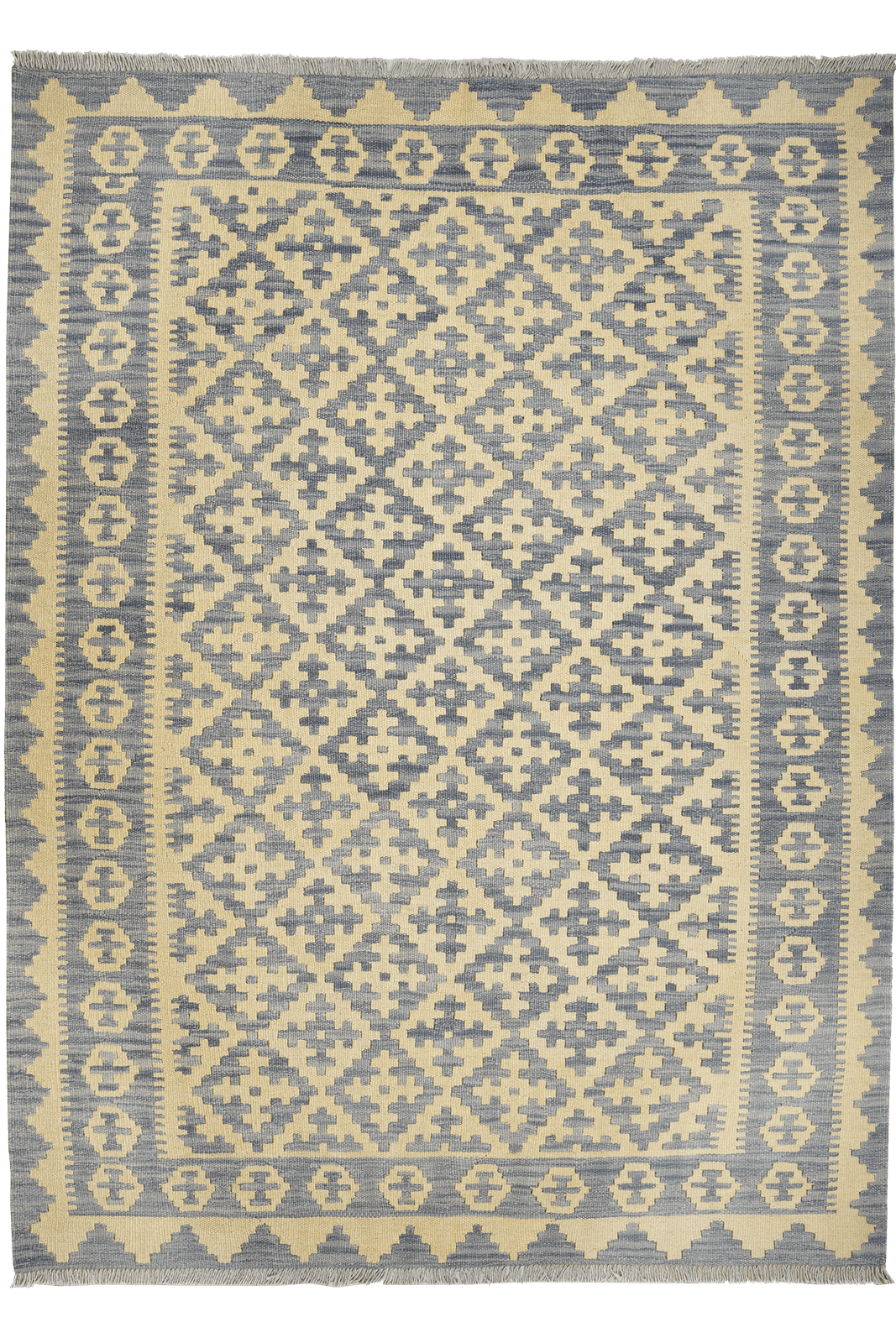 Kelim Gashgai — Handmade, 169x229 cm, Grey, 100% Virgin Wool | Main view