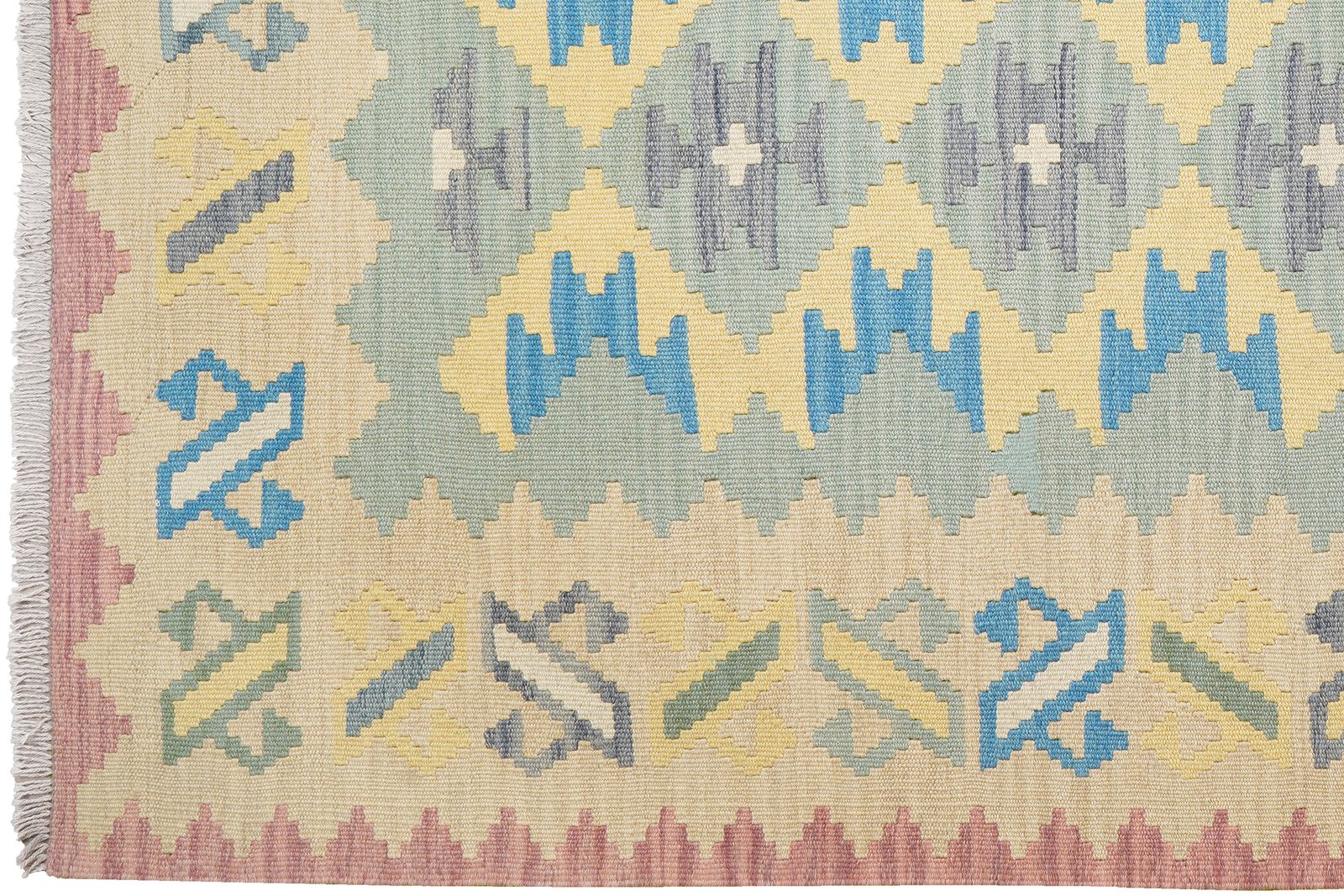Kelim Gashgai — Handmade, 169x231 cm, Green, 100% Virgin Wool | View 3