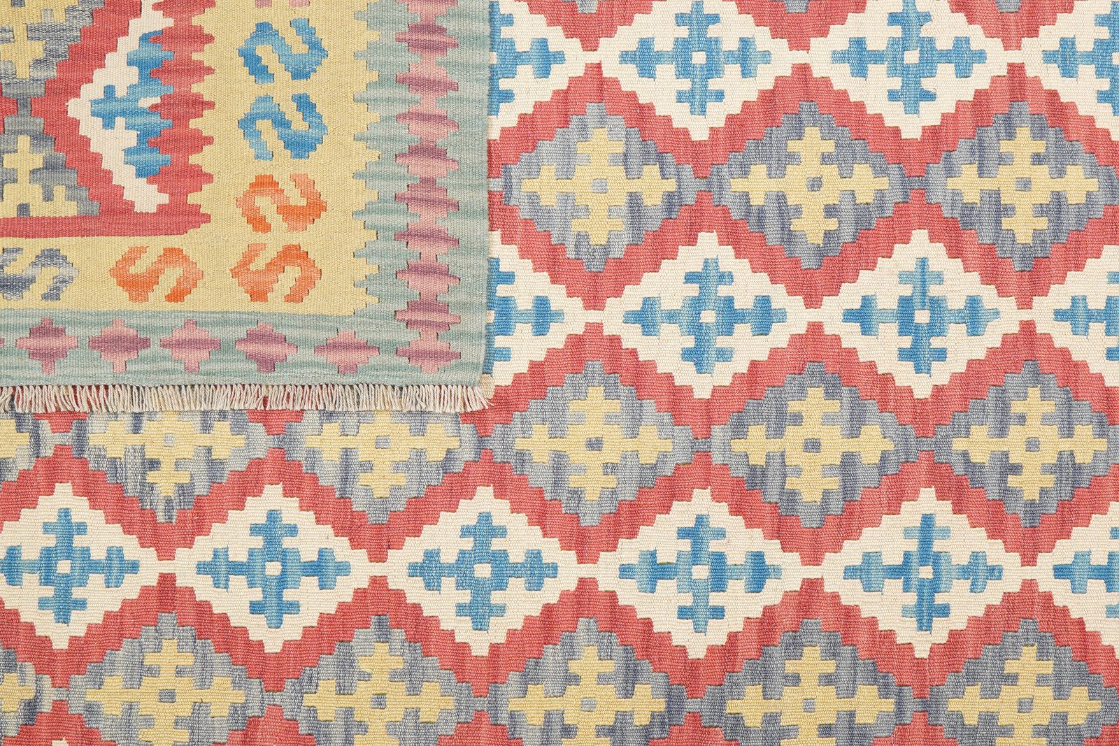 Kelim Gashgai — Handmade, 211x306 cm, Red, 100% Virgin Wool | View 6