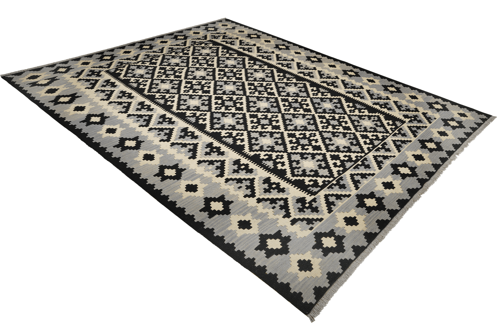 Kelim Gashgai — Handmade, 206x300 cm, Black, 100% Virgin Wool | View 4