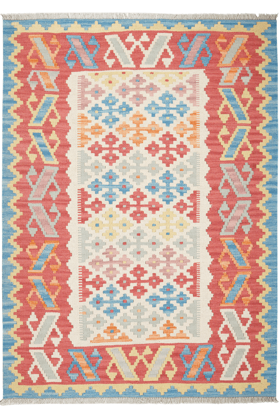 Kelim Gashgai — Handmade, 126x176 cm, Beige, 100% Virgin Wool | Main view