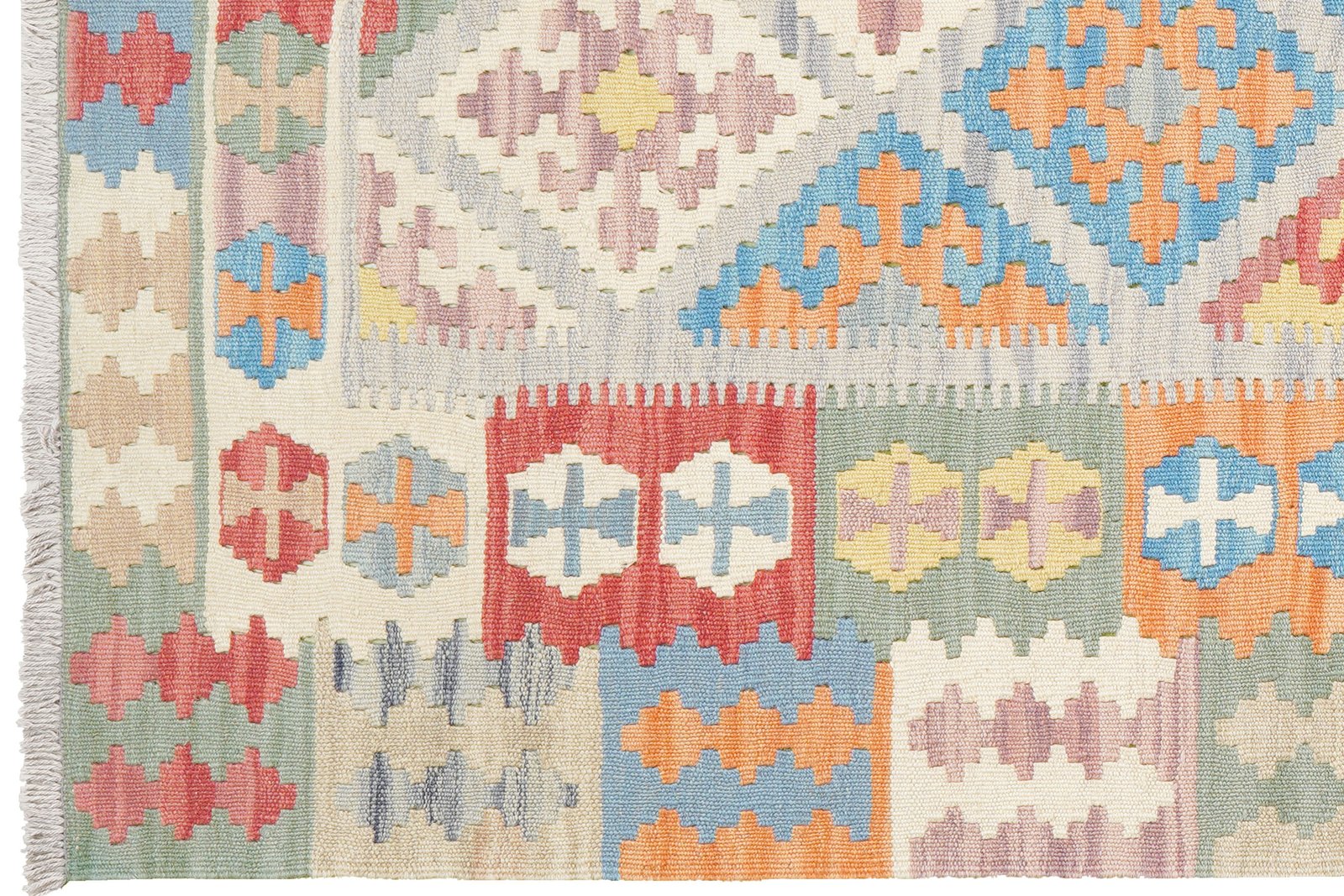 Kelim Gashgai — Handmade, 123x177 cm, Grey, 100% Virgin Wool | View 3