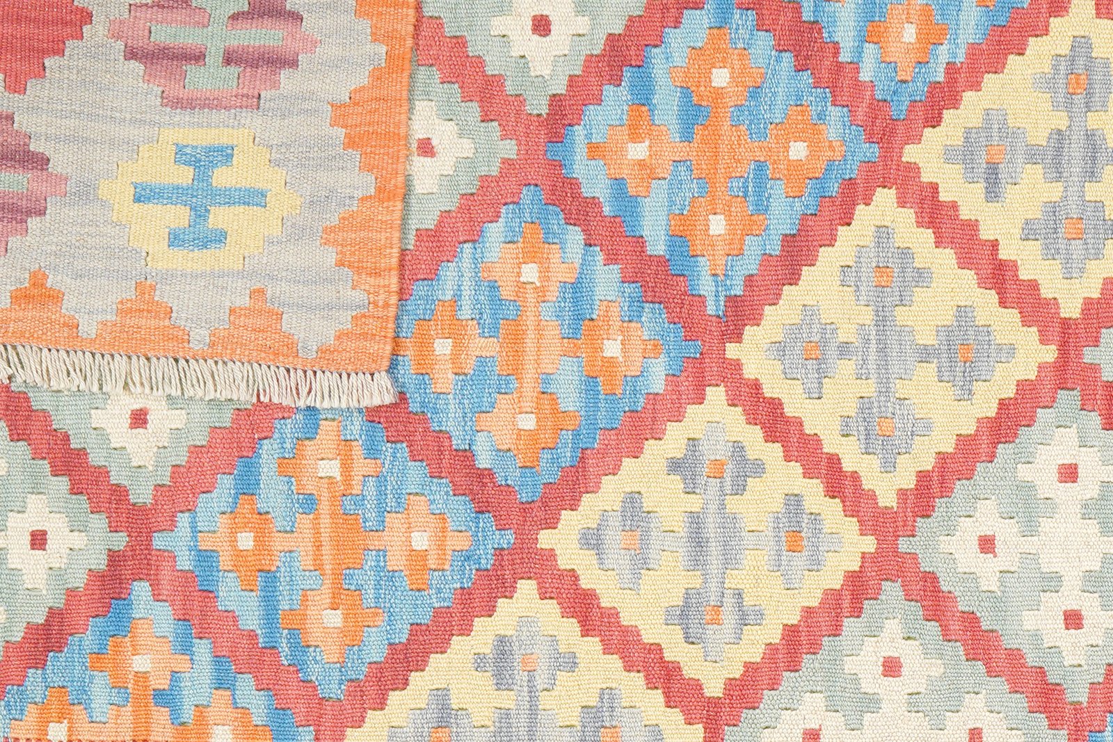 Kelim Gashgai — Handmade, 127x173 cm, Red, 100% Virgin Wool | View 6