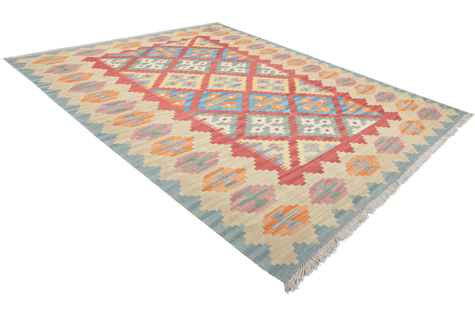 Kelim Gashgai — Handmade, 127x181 cm, Red, 100% Virgin Wool | View 4