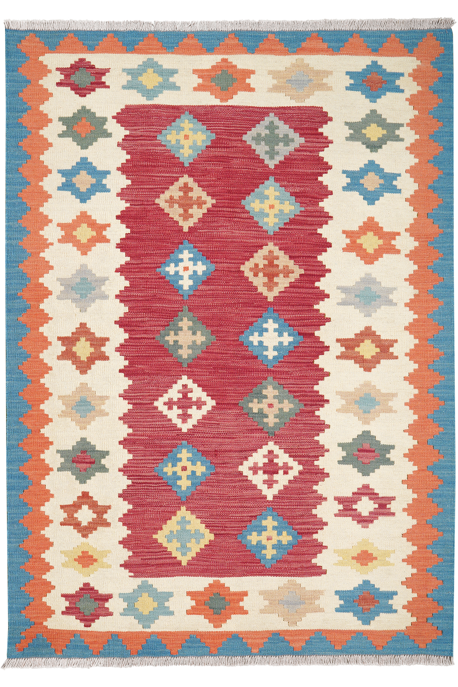 Kelim Gashgai — Handgefertigt, 177x125 cm, Beige, 100% Virgin Wool | Main view